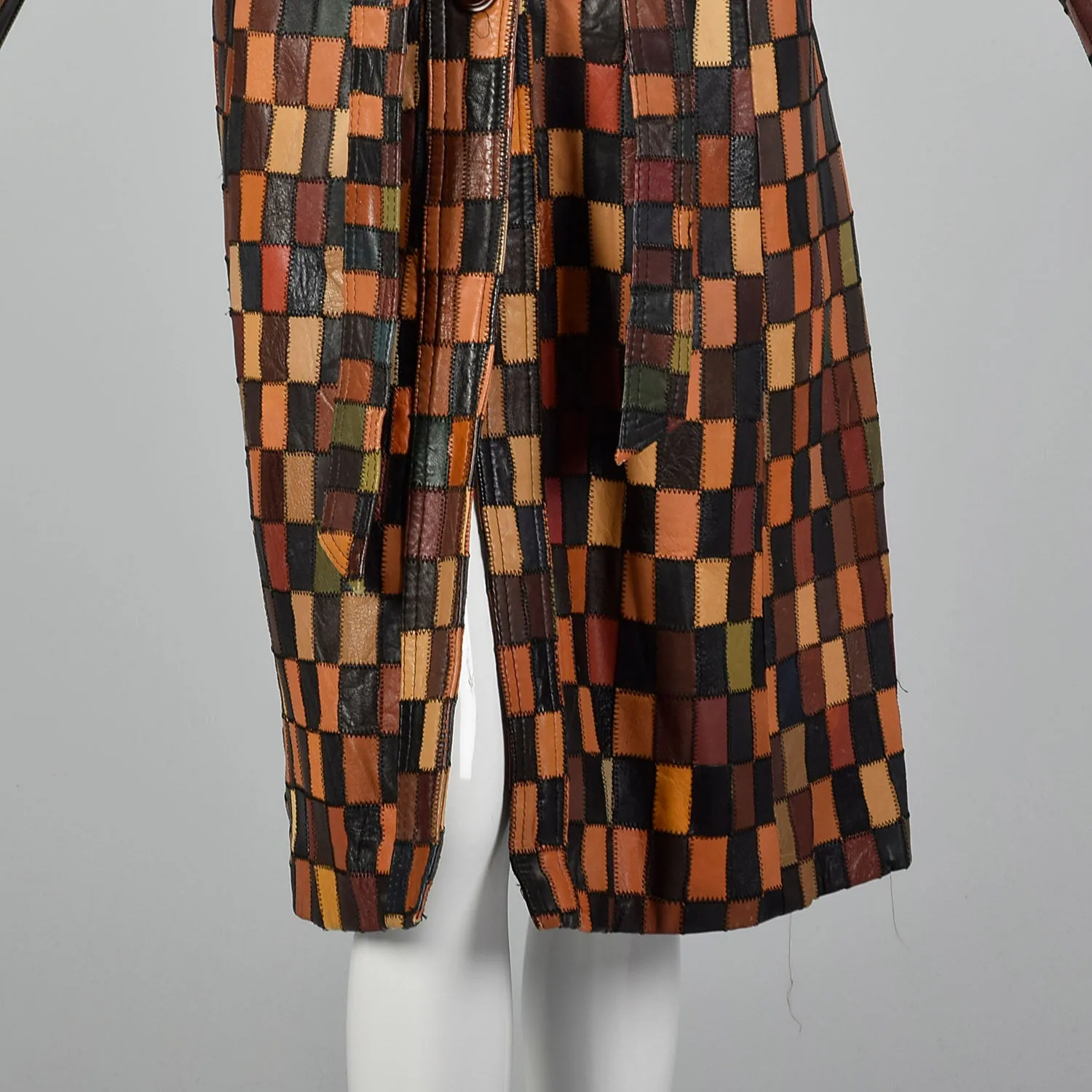 1970s Patchwork Leather Trench Coat