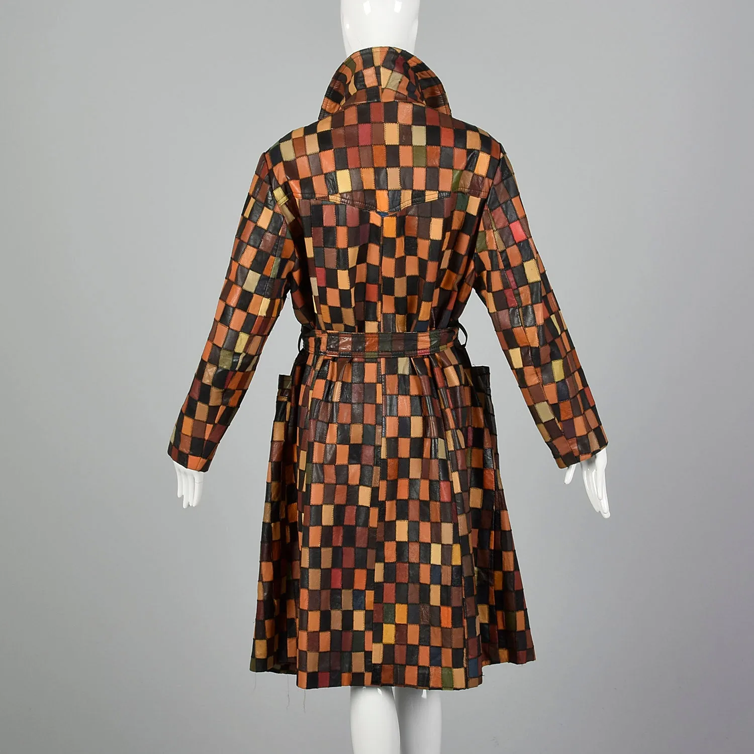 1970s Patchwork Leather Trench Coat