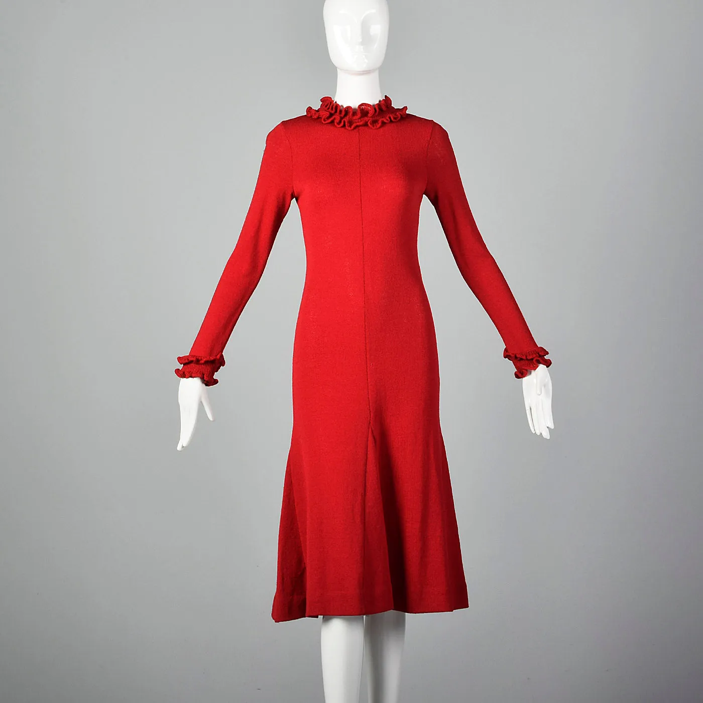1970s Red Knit Sweater Dress