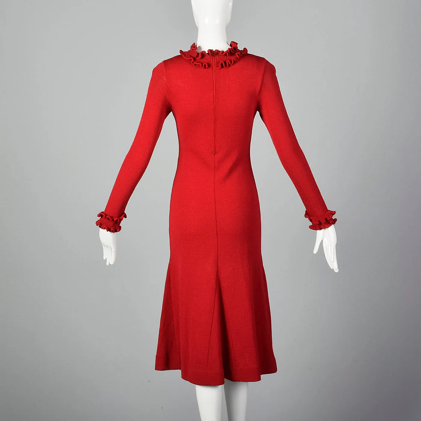 1970s Red Knit Sweater Dress