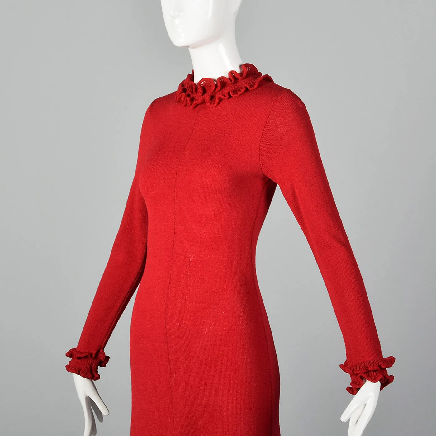 1970s Red Knit Sweater Dress