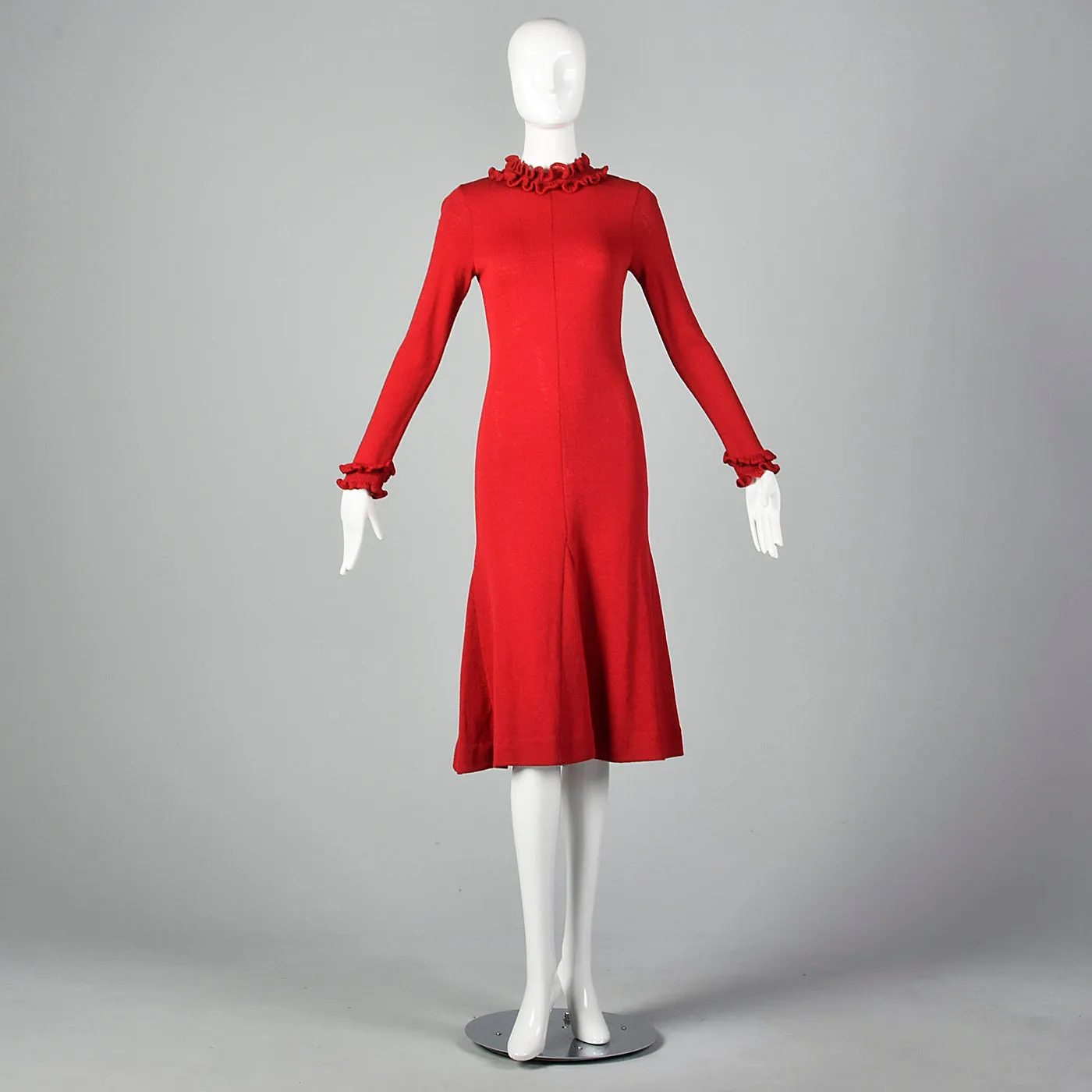 1970s Red Knit Sweater Dress