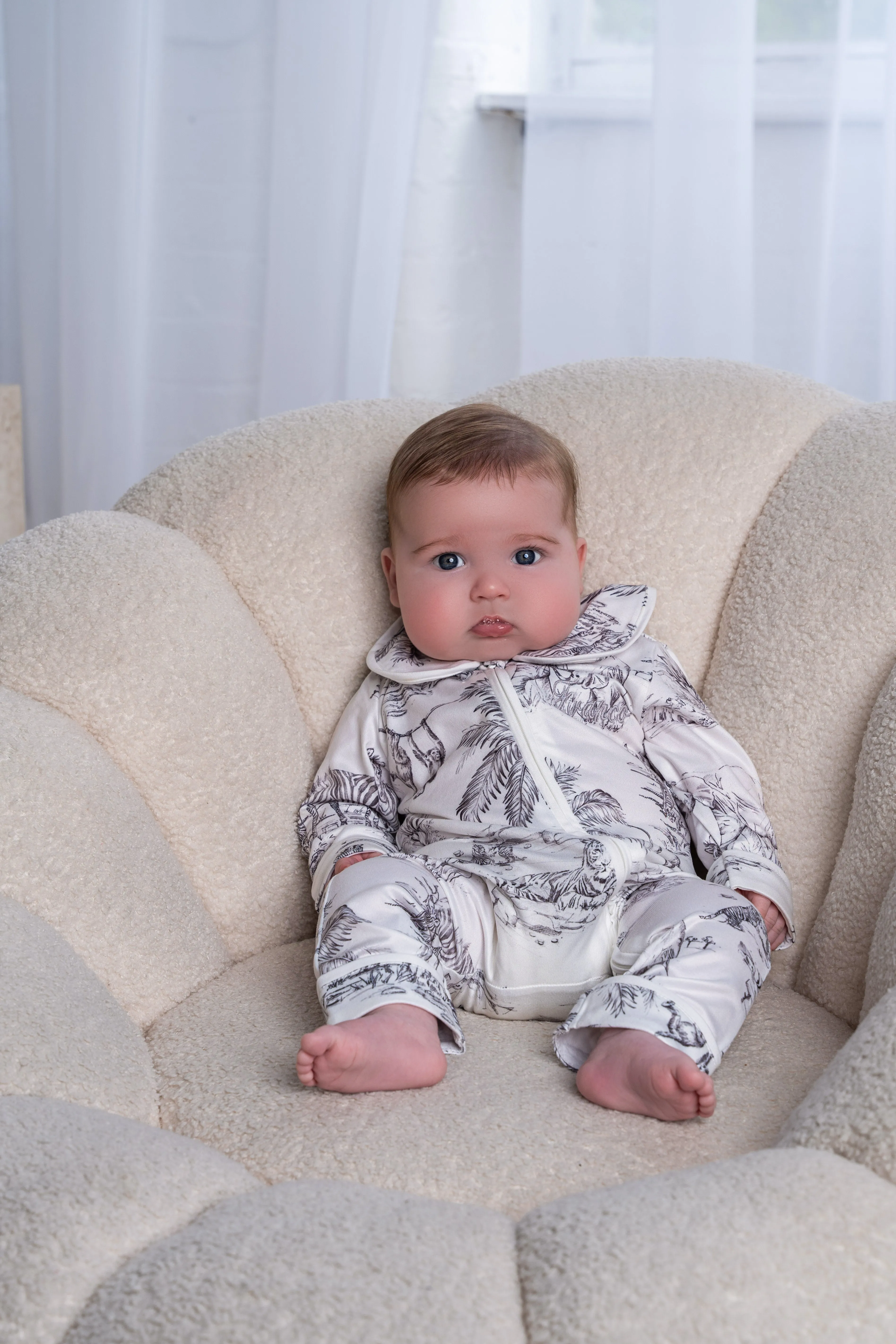 Baby Personalised Safari Luxury Jersey Zip Romper