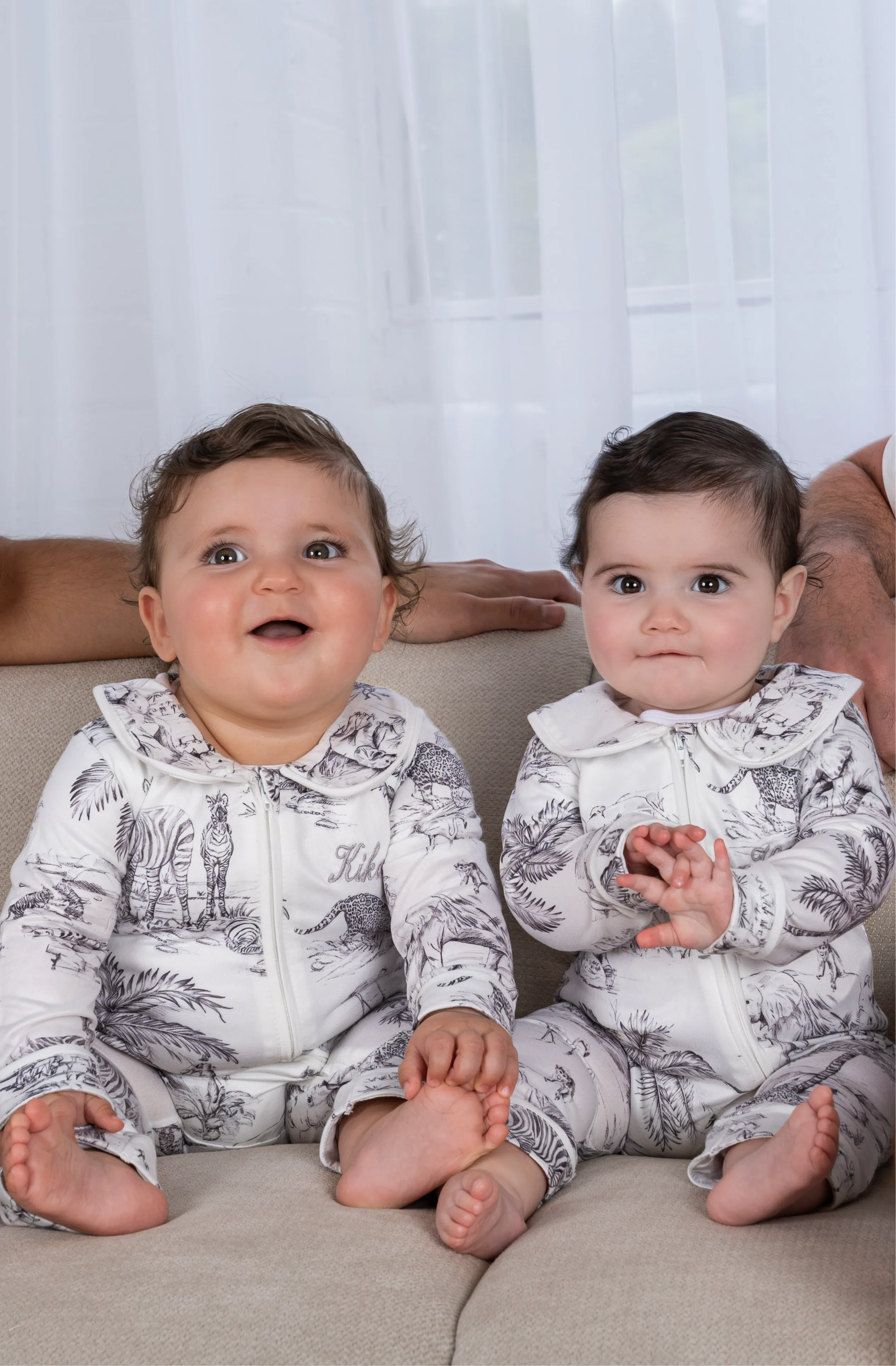 Baby Personalised Safari Luxury Jersey Zip Romper