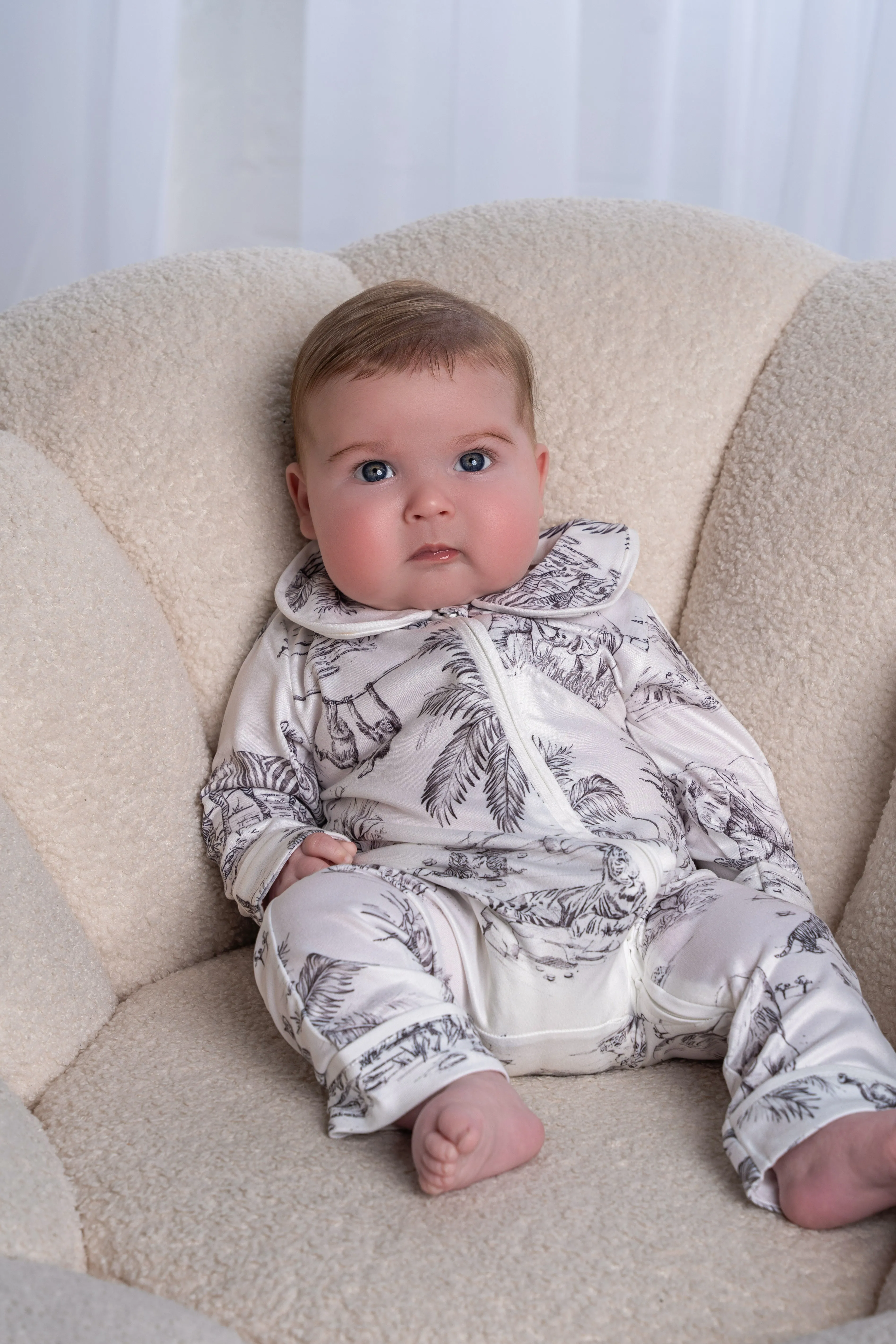 Baby Personalised Safari Luxury Jersey Zip Romper
