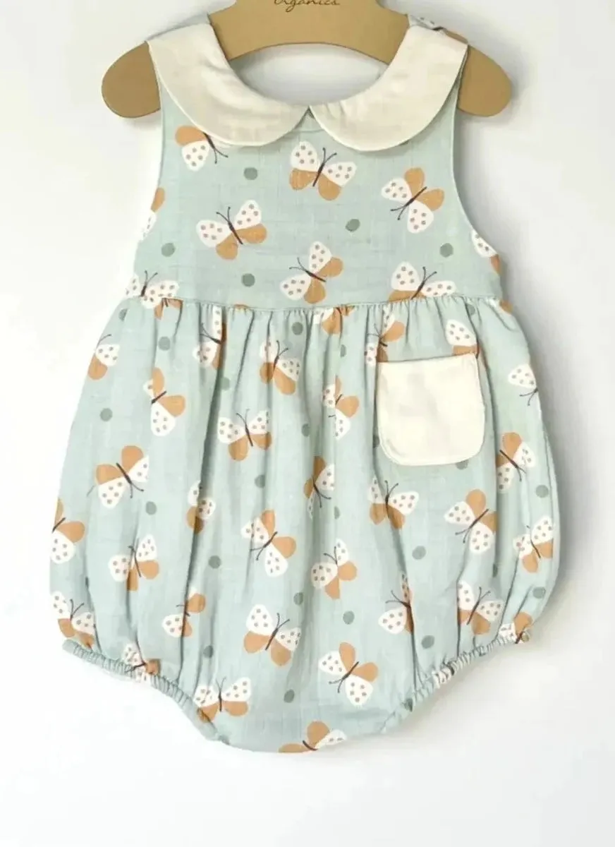 Butterfly Peter Pan Bubble Baby Romper (Organic Muslin)
