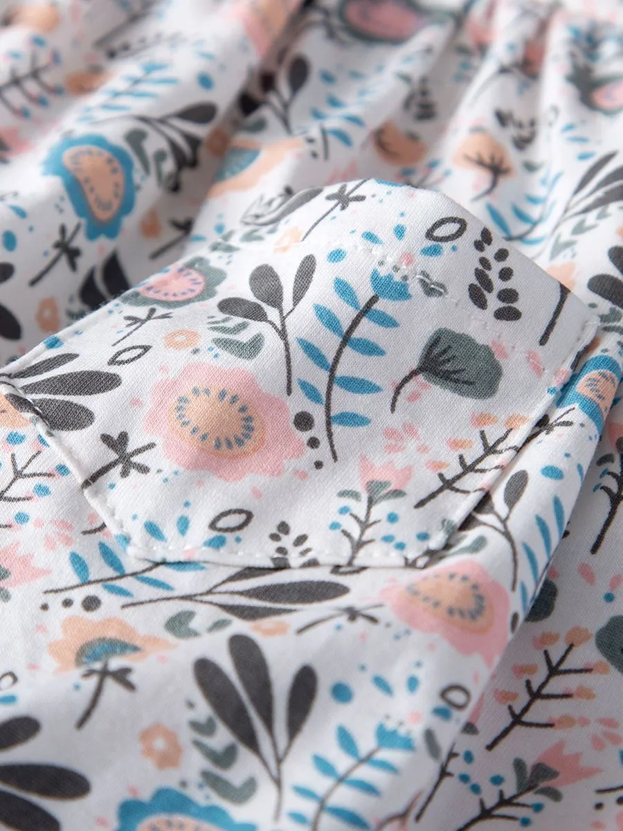 Buttoned Floral Baby Girl Clothes Summer Romper Dress