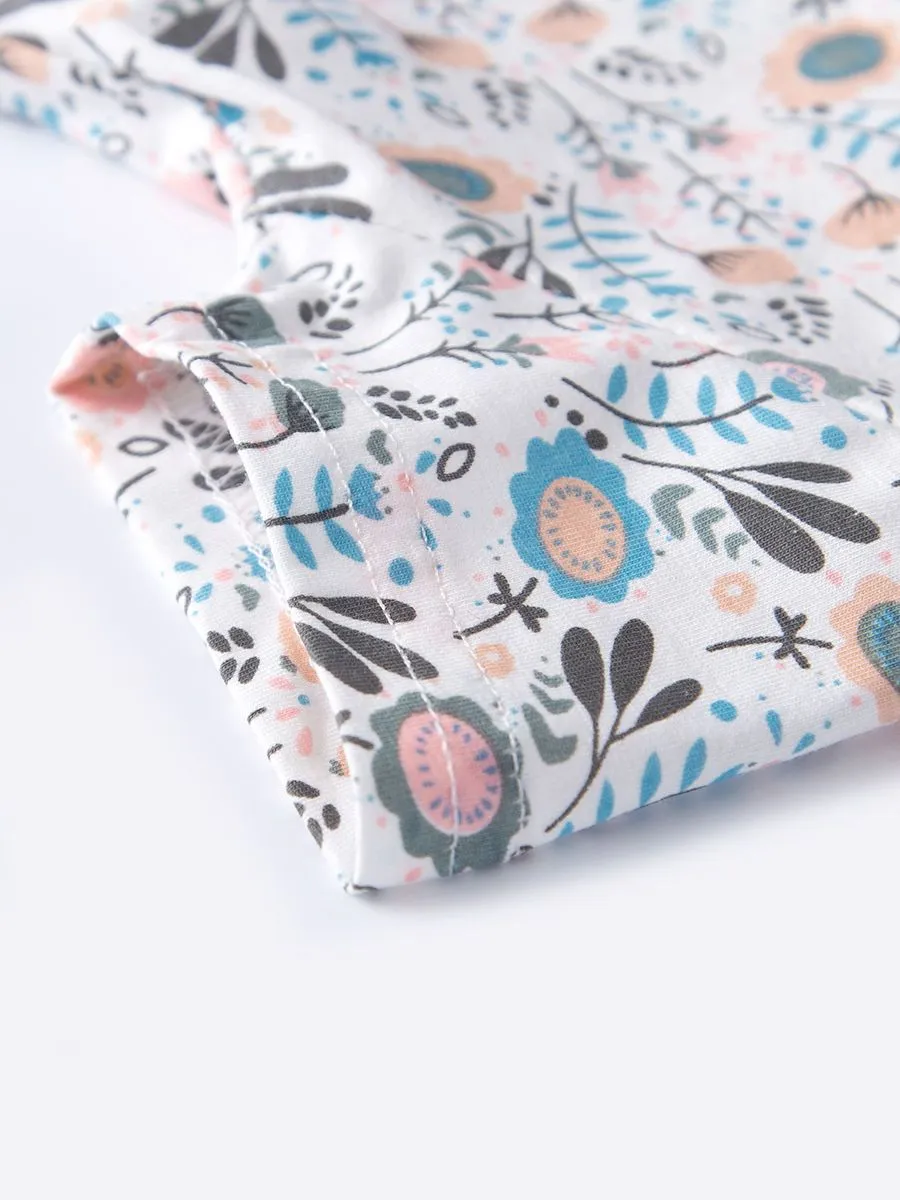 Buttoned Floral Baby Girl Clothes Summer Romper Dress