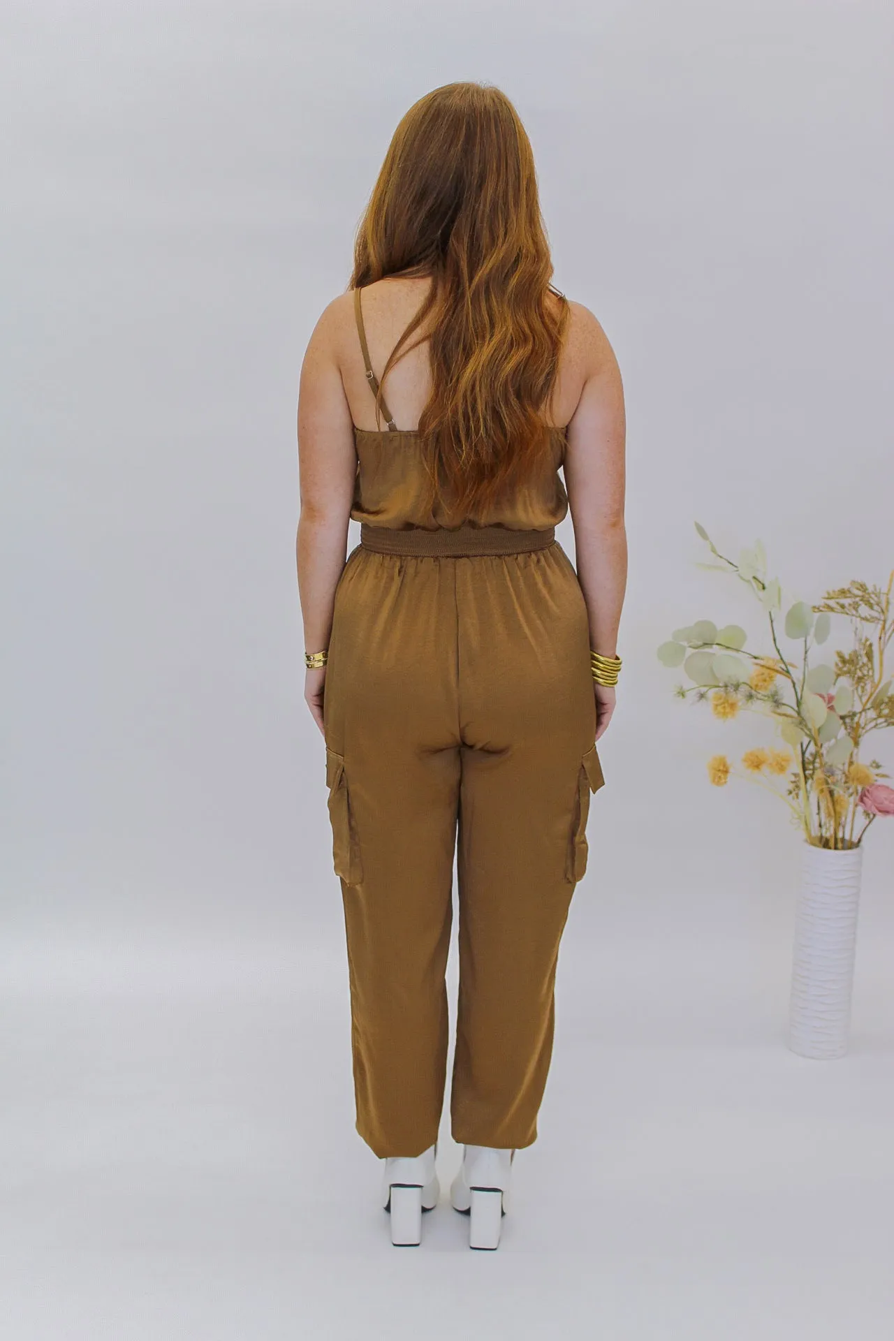 Carmen V Neck Jumpsuit-Bronze