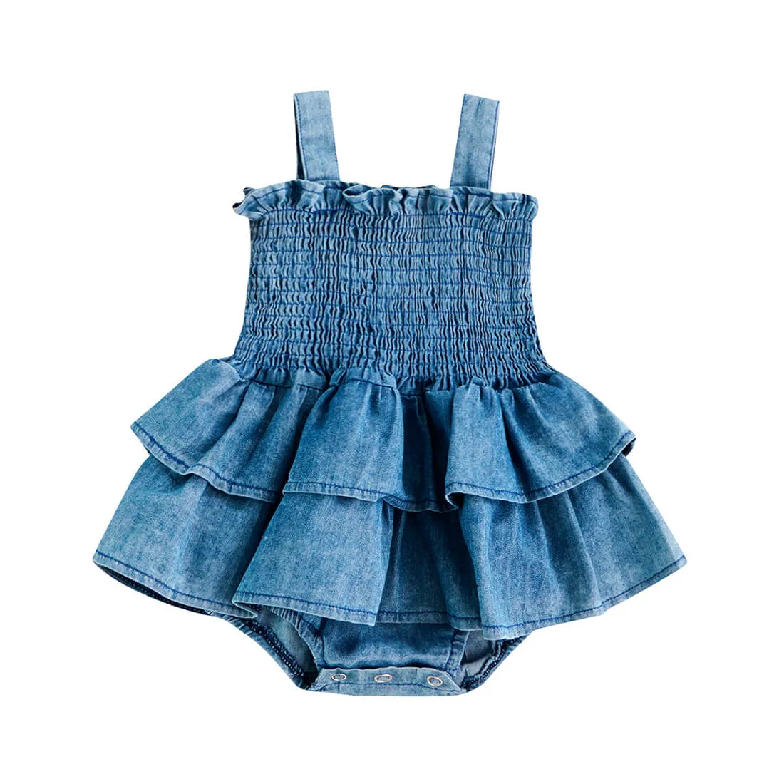 Denim Ruffled Baby Romper