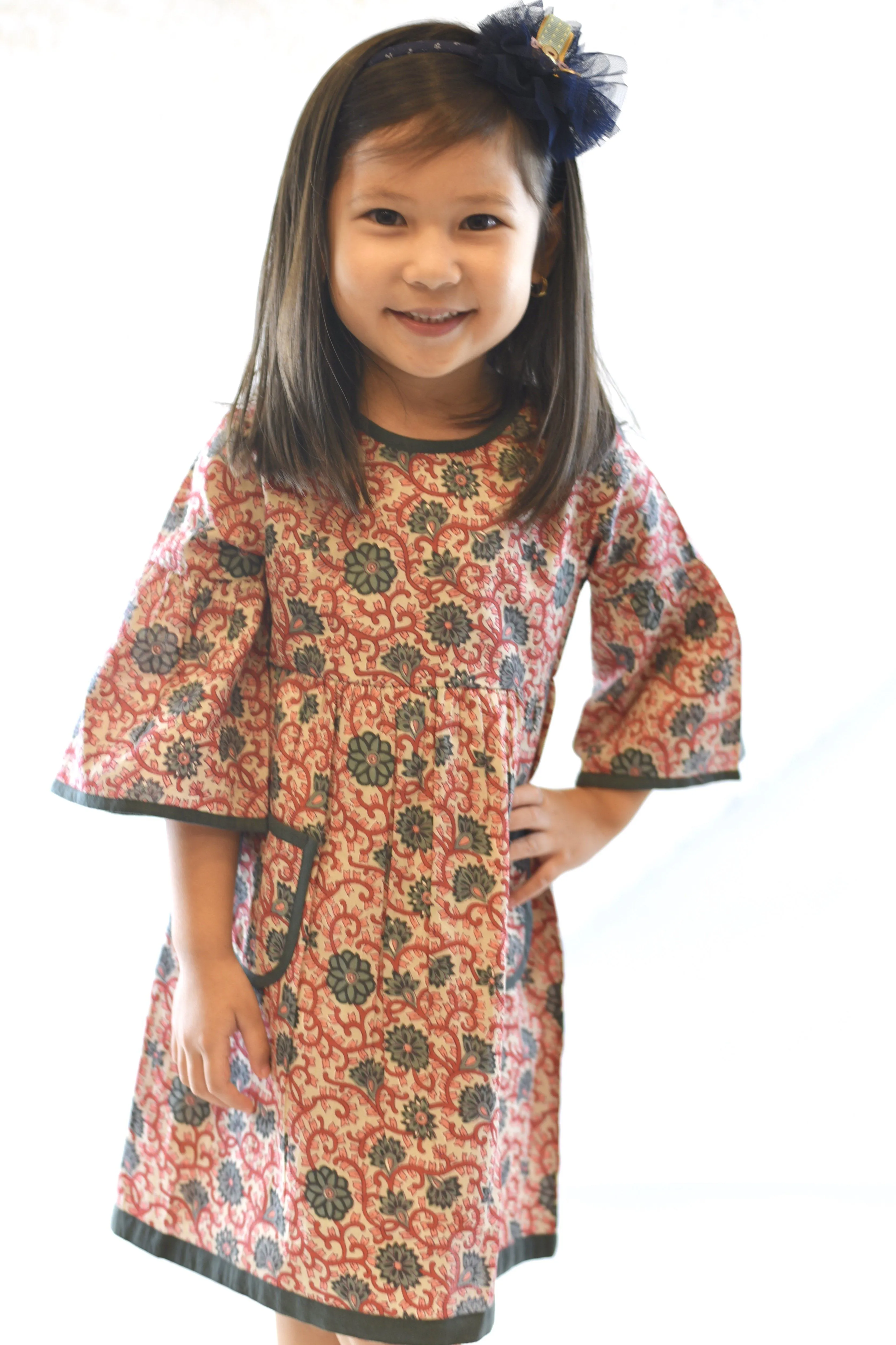 Floral Bell Sleeves Shift Dress