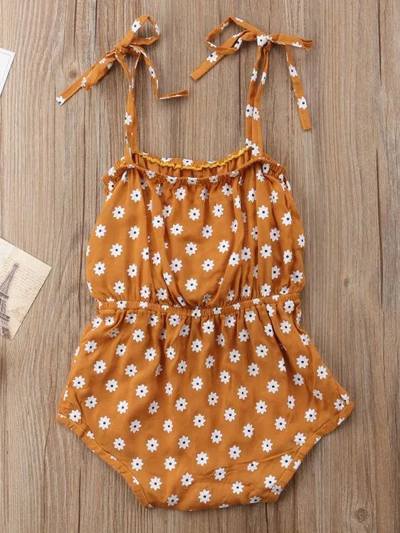 Floral Bow Lace-up Fashion Baby Romper Onesie