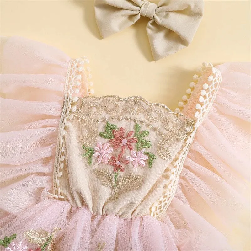 Floral Embroidery Baby Romper