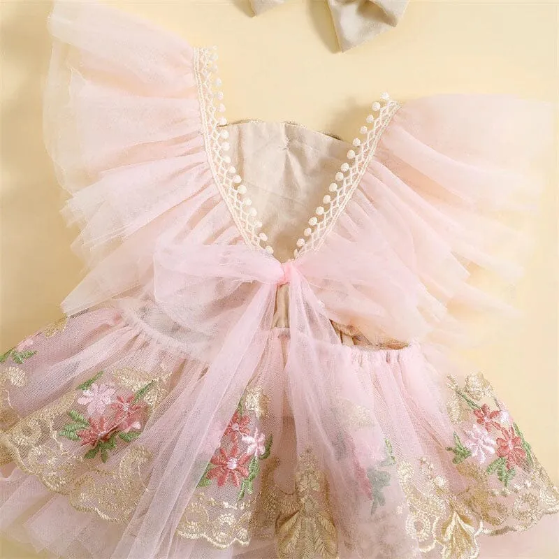 Floral Embroidery Baby Romper