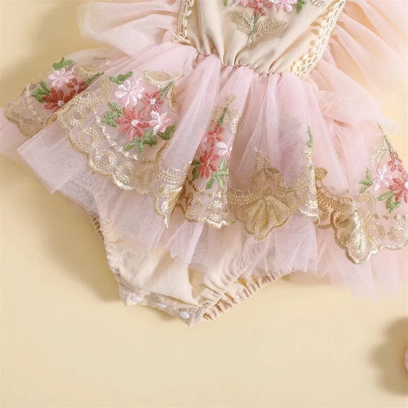 Floral Embroidery Baby Romper
