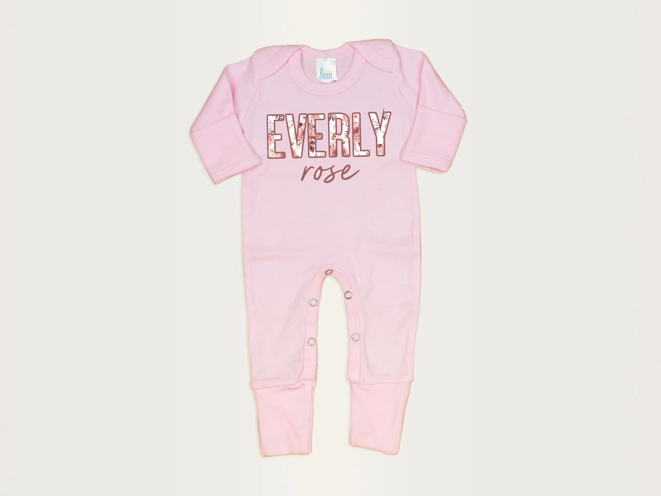 Floral Name Romper & Hat | Pastel Pink