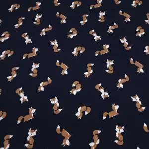 Fun Fox Knit Fabric - Cute Fox Print Cotton Knit Fabric - European Quality - 4 Way Stretch - Perfect for Apparel - Sold by the 1/2 Yard