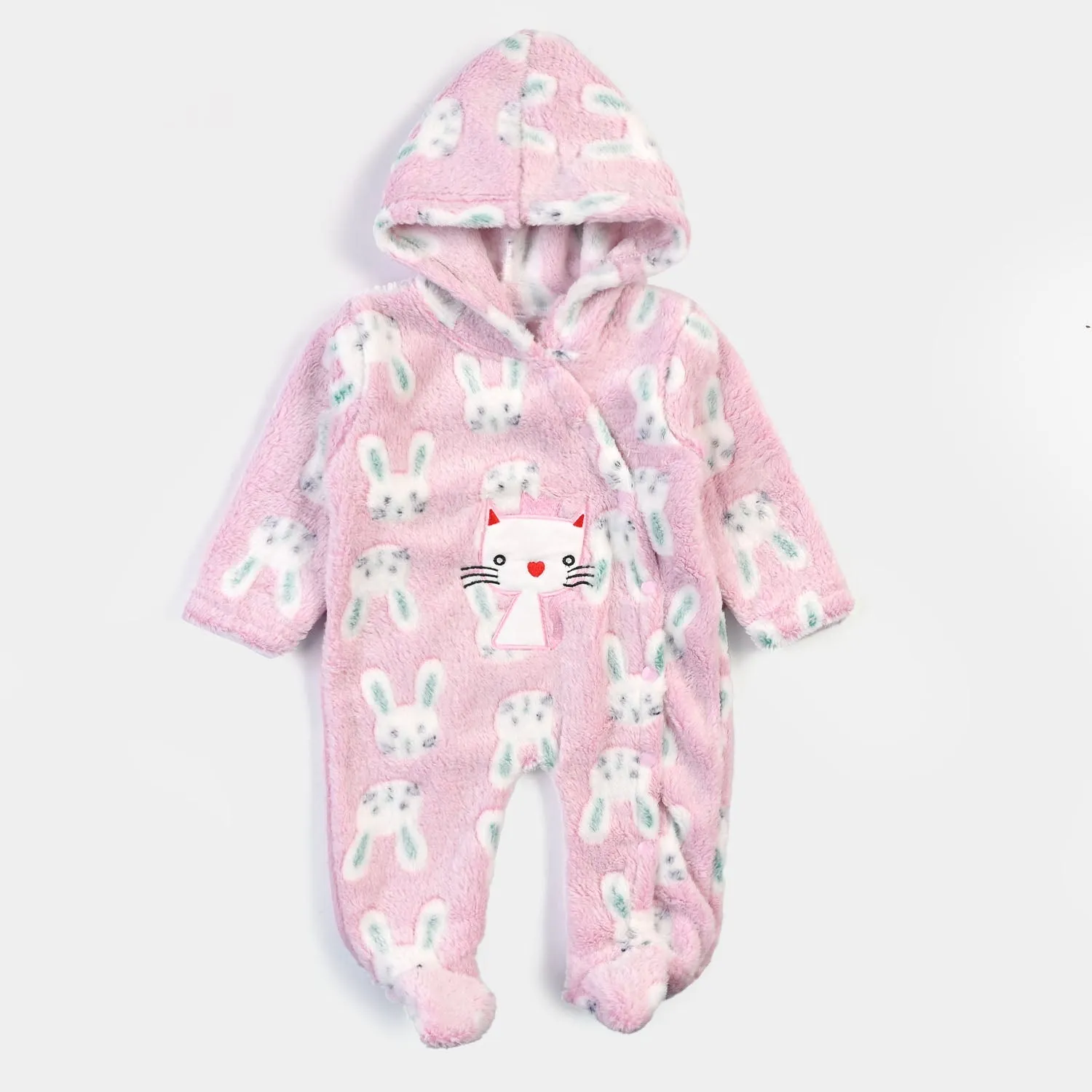Infant Girls Velour Catty Romper - Lavender