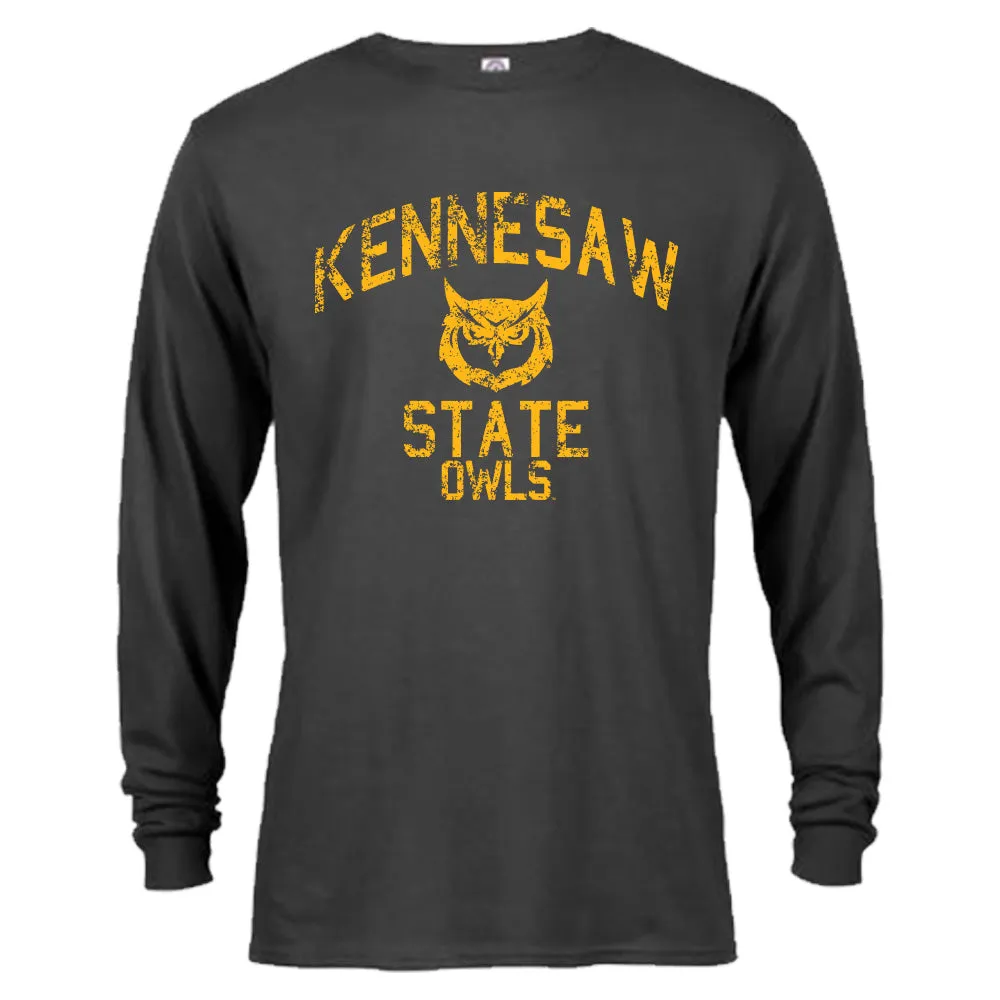 Kennesaw State University KSU Owls Retro Distressed Logo Long Sleeve T-Shirt Tee