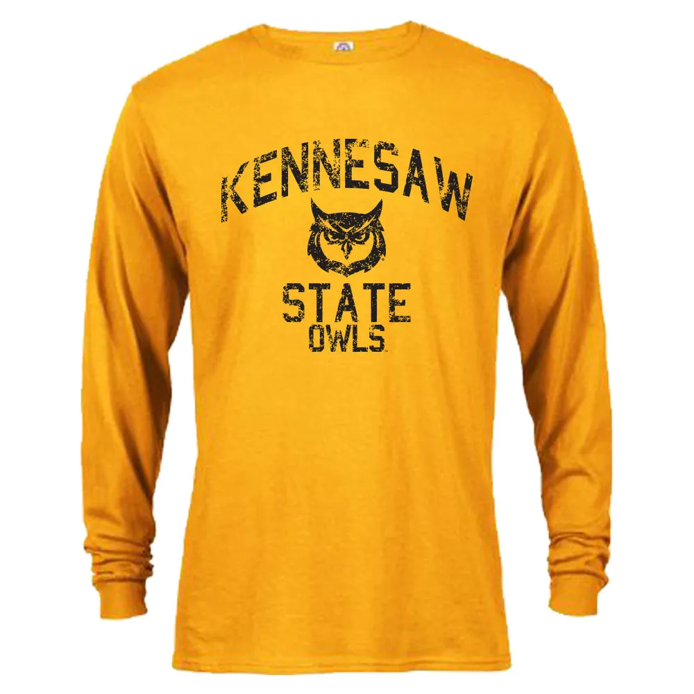 Kennesaw State University KSU Owls Retro Distressed Logo Long Sleeve T-Shirt Tee
