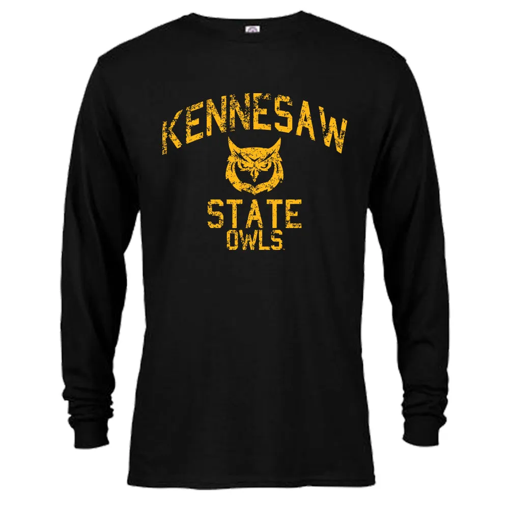 Kennesaw State University KSU Owls Retro Distressed Logo Long Sleeve T-Shirt Tee