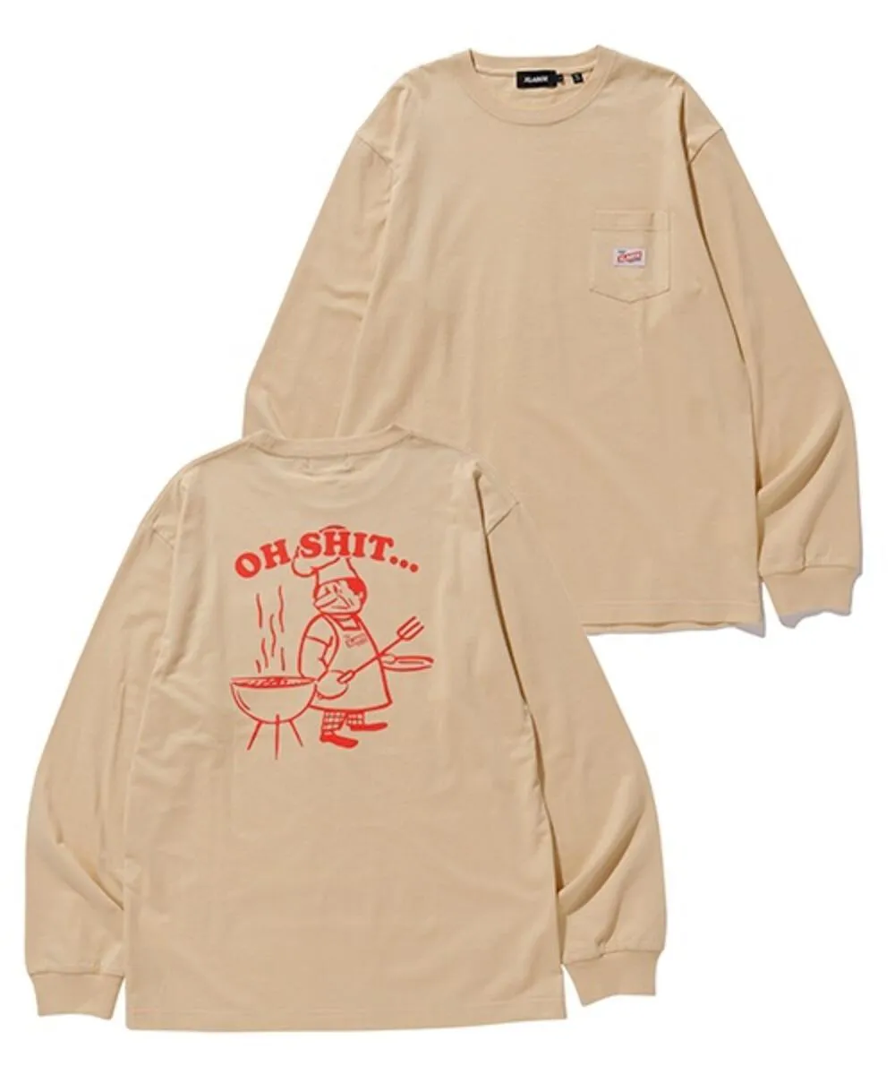 L/S POCKET TEE OH SHIT BEIGE