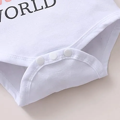 Newborn Baby Girls Ruffle Romper Letter Bodysuit Sunflower Pants Headband Clothes Set (Daddy-b, 3 Months)