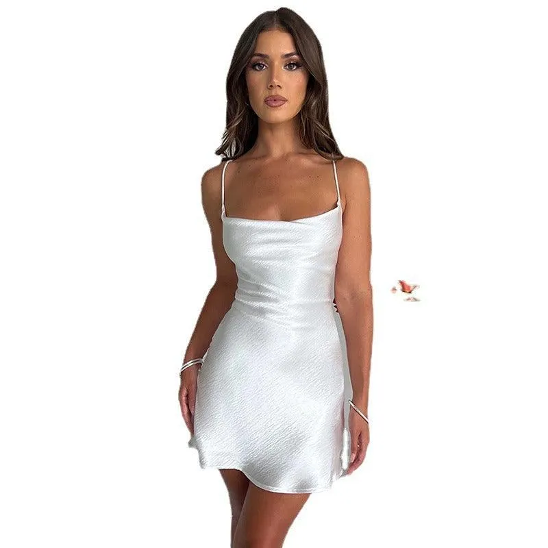 Temperament Casual Backless Short Skirt Dress