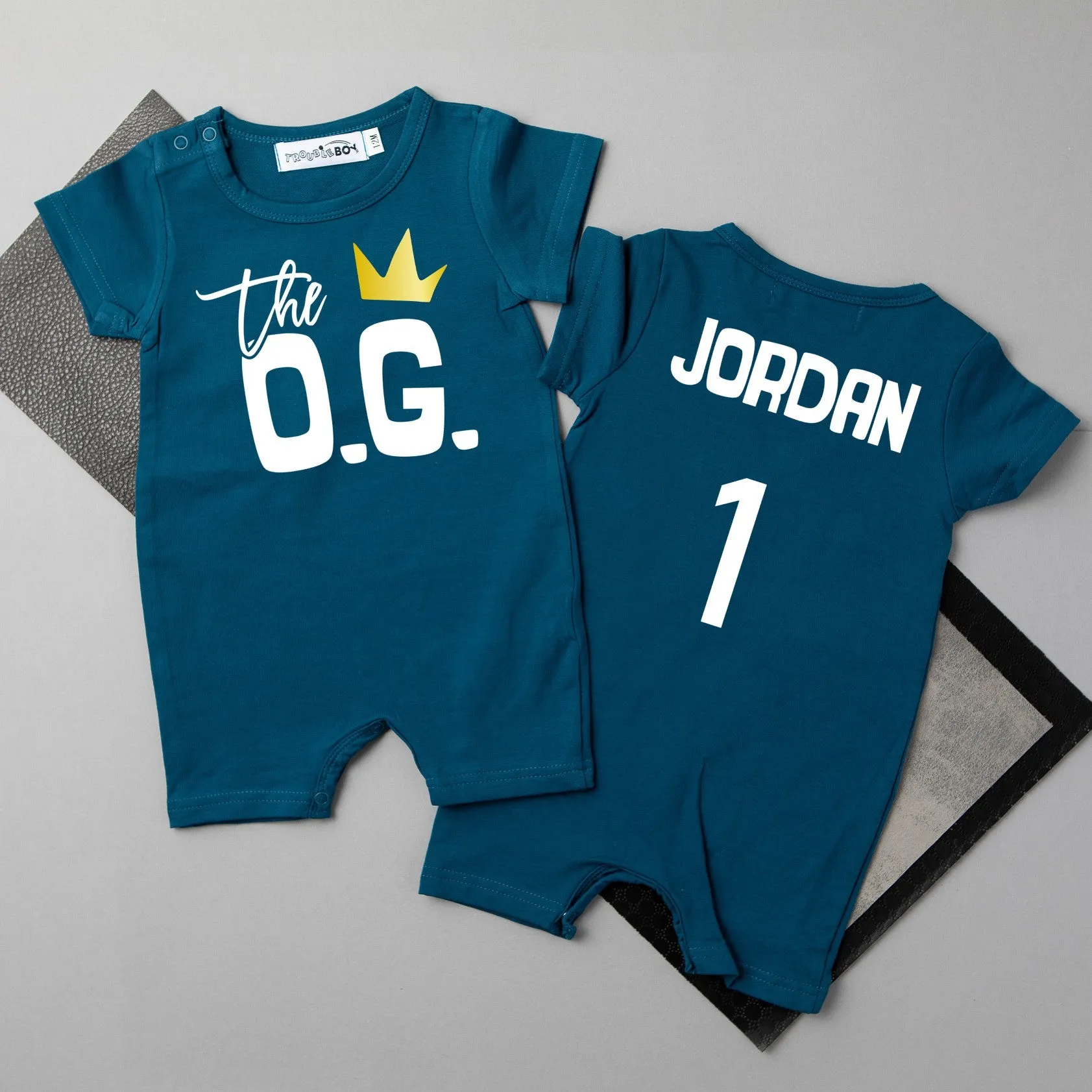 The OG Hip Hop Themed Slim Fit Shorts Personalized 1st Birthday Romper