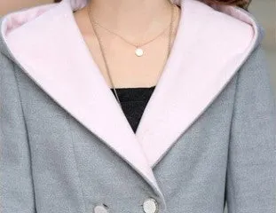 Women's Solid Casual Warm Hooded Trench Coat