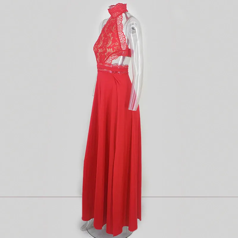 Women's Summer A-Line Sleeveless Long Dress With Lace