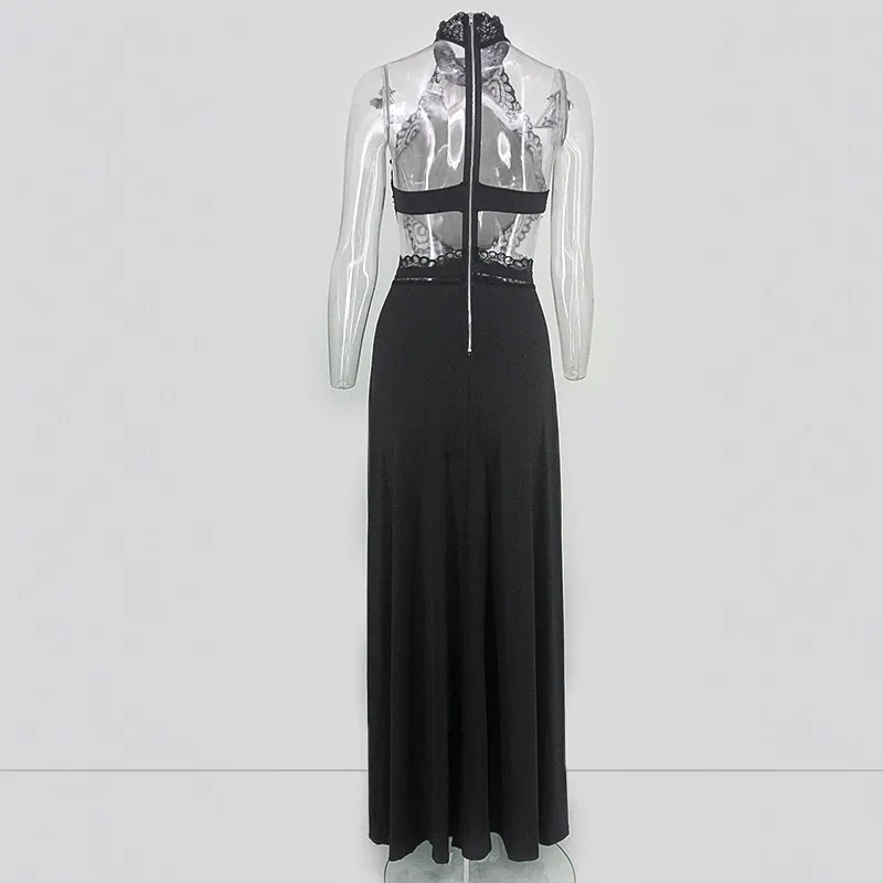 Women's Summer A-Line Sleeveless Long Dress With Lace