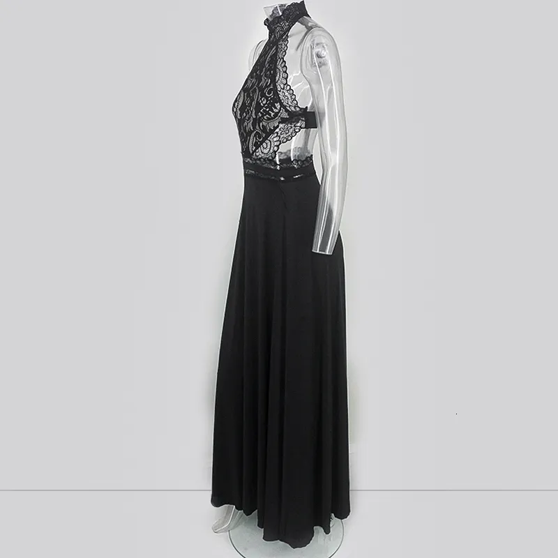 Women's Summer A-Line Sleeveless Long Dress With Lace