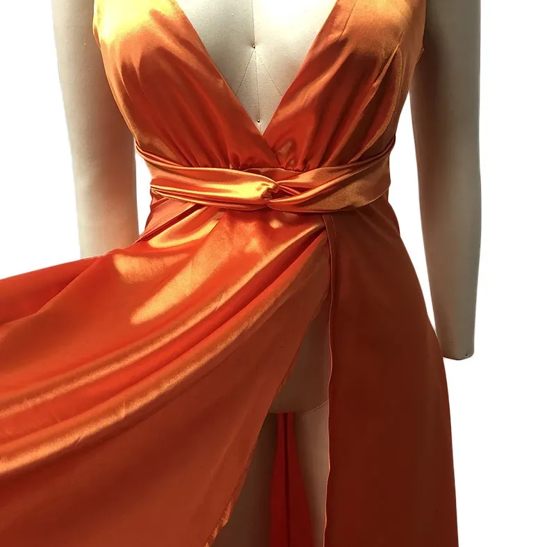 Women's Summer High-Waist V-Neck A-Line Long Dress