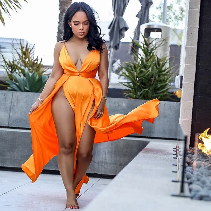 Women's Summer High-Waist V-Neck A-Line Long Dress