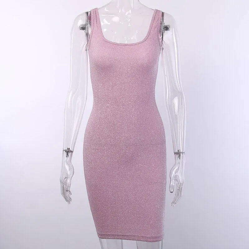 Women's Summer O-Neck Bodycon Elastic Mini Dress