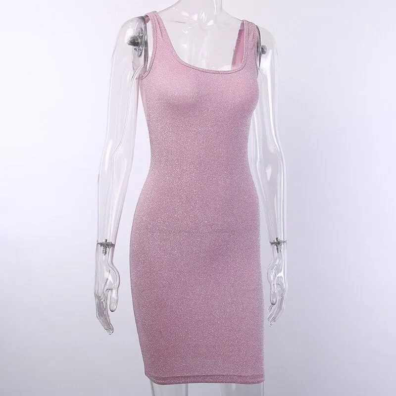 Women's Summer O-Neck Bodycon Elastic Mini Dress