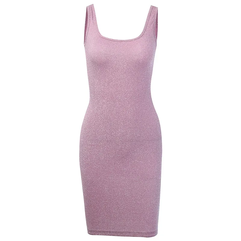 Women's Summer O-Neck Bodycon Elastic Mini Dress
