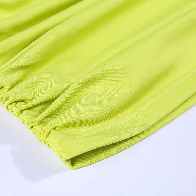 Women's Summer Ruched Strapless Dress With Buckle