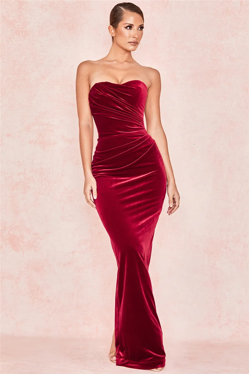 Women's Summer Velvet Backless Off-Shoulder Long Dress