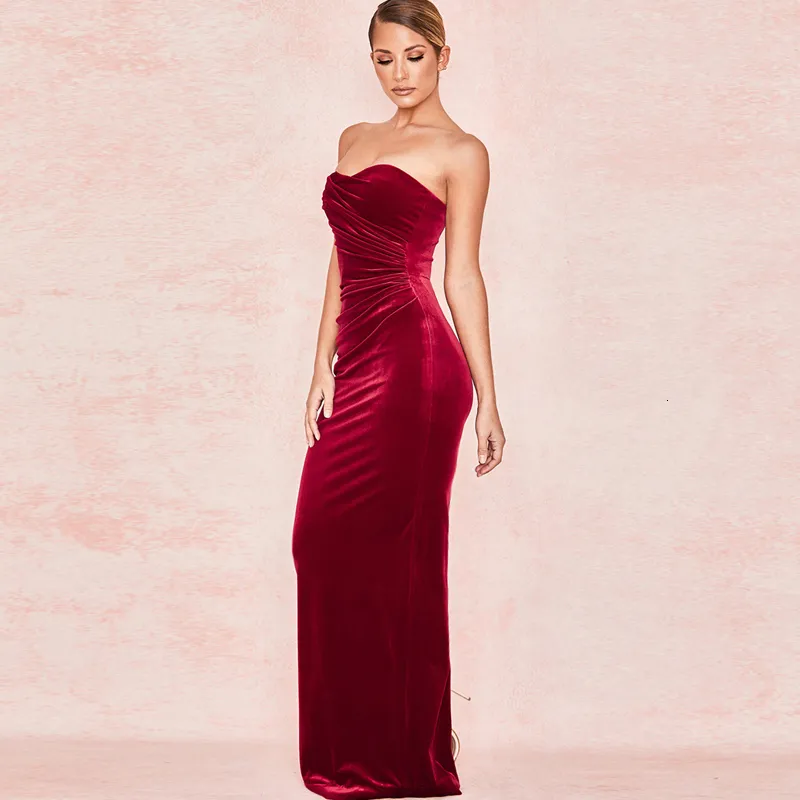Women's Summer Velvet Backless Off-Shoulder Long Dress