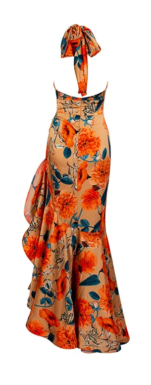 Women's V-Neck Long Dress With Print