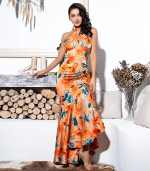 Women's V-Neck Long Dress With Print