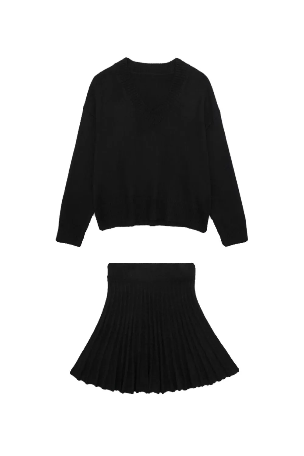 ‘Yana’  Elegant V-Neck Knitwear & Matching Skirt (Sold Separately)